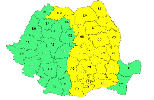 COD GALBEN de instabilitate atmosferică în jumătate de țară