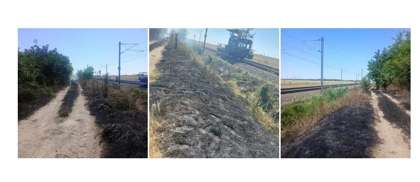 Un incendiu de vegetație perturbă circulația feroviară pe ruta București – Constanța și retur