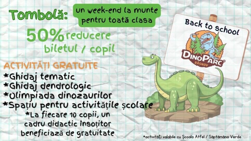 „Școala Altfel” de la Dino Parc Râșnov premiază copiii cu un weekend la munte