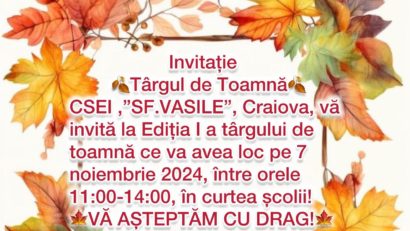 Târg de toamnă caritabil, la Craiova