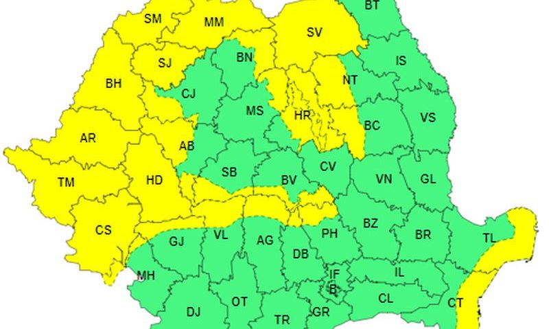 Atenționare meteo de ploi, vânt puternic și ninsori