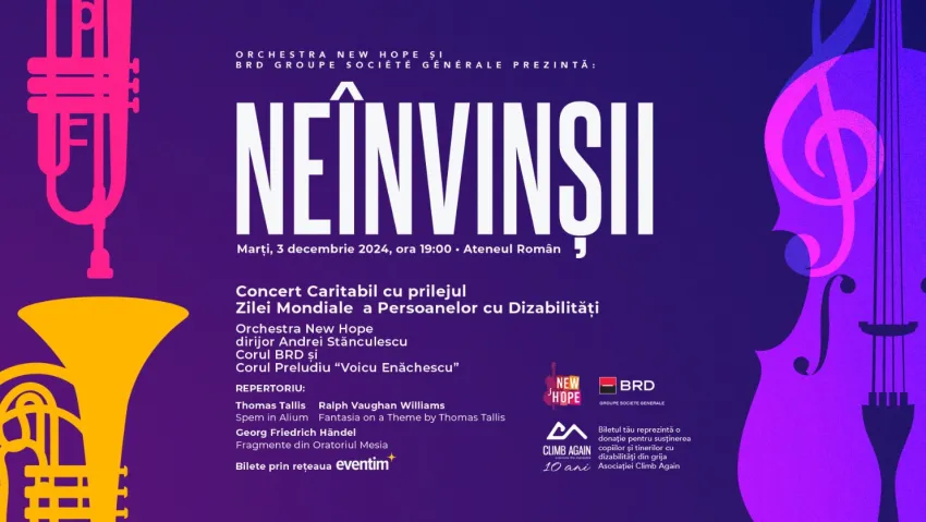 Concert caritabil cu prilejul Zilei Mondiale a Persoanelor cu Dizabilități, la Ateneul Român