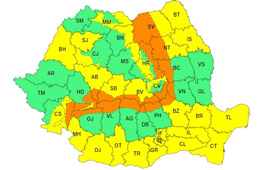 ANM: Cod portocaliu de viscol puternic, vântul va sufla cu rafale de 90 – 120 km/h