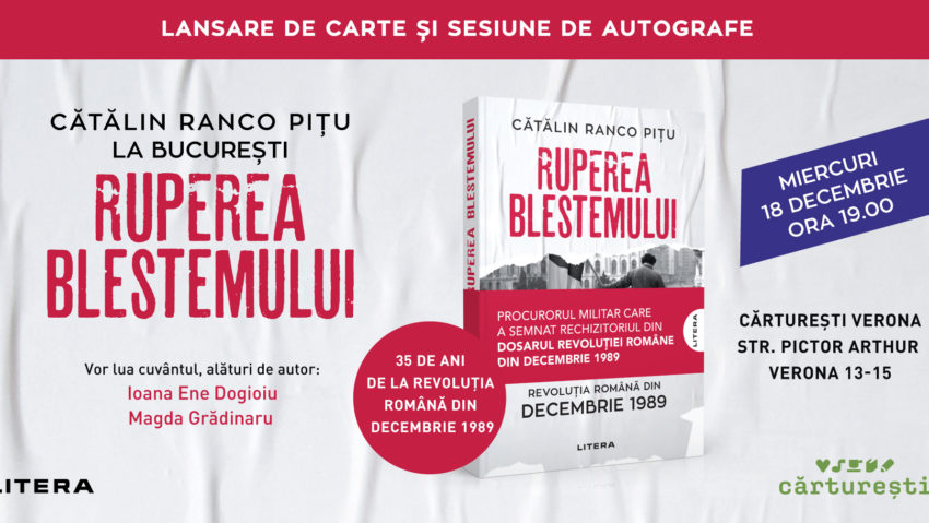 BUCUREȘTI: Lansarea volumului „Ruperea blestemului“ de Cătălin Ranco Pițu