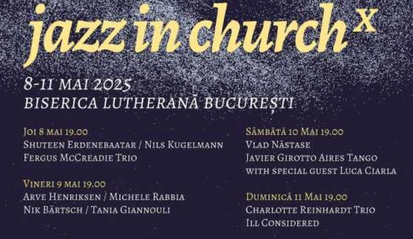 Festival de jazz, între 8 și 11 mai, la Biserica Lutherană din Capitală